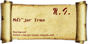 Májer Irma névjegykártya