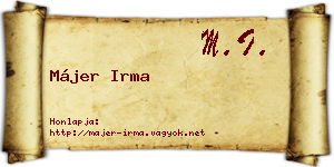 Májer Irma névjegykártya